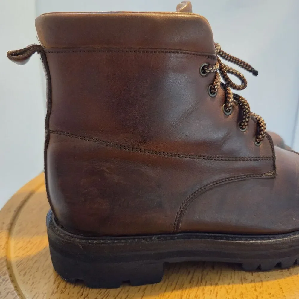 Vintage Cole Haan Country Boots 8.5 M Brown Leather Vibram Lug Sole Hiking